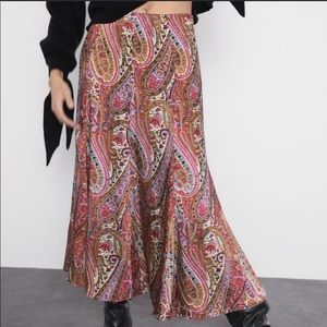 Zara paisley slip midi skirt